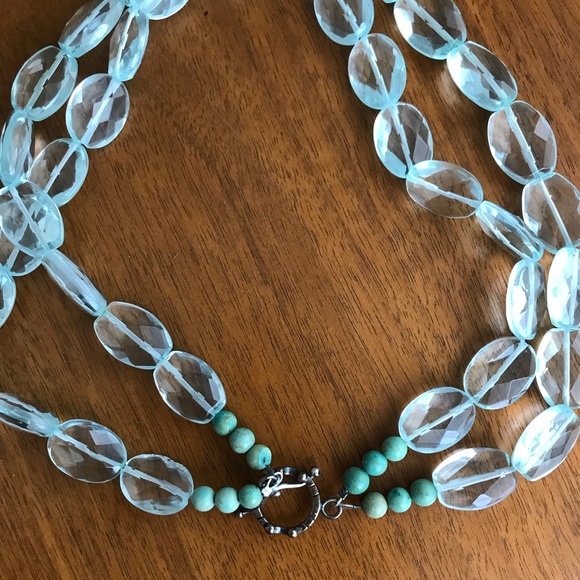 Artisan Crafted Blue Topaz Double Row Necklace - Picture 5 of 5